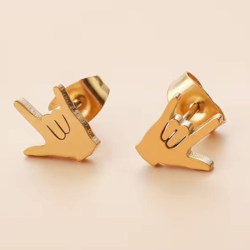 NWT Dainty ASL I Love You stainless steel earrings - Picture 2 of 5